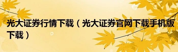 光大证券行情下载（光大证券官网下载手机版下载）