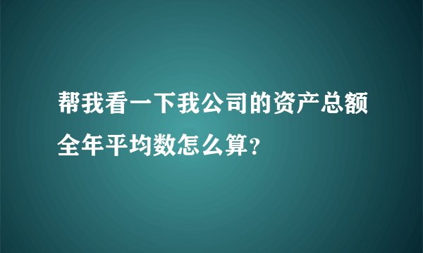 帮我看一下我公司的资产总额全年平均数怎么算？