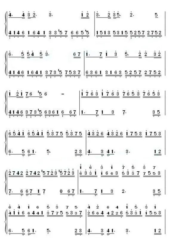 天空之城钢琴曲双手简谱