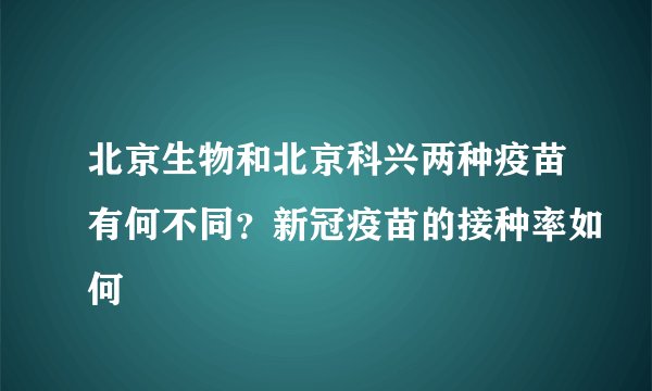 北京生物和北京科兴两种疫苗有何不同？新冠疫苗的接种率如何