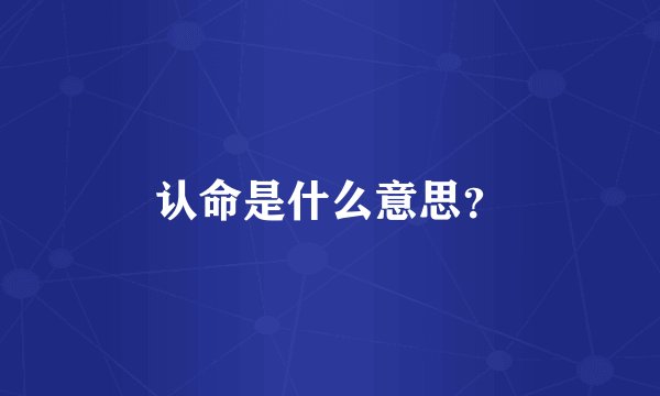 认命是什么意思？
