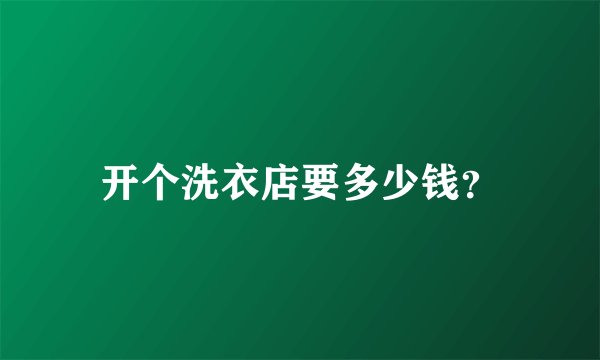 开个洗衣店要多少钱？