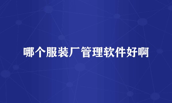 哪个服装厂管理软件好啊