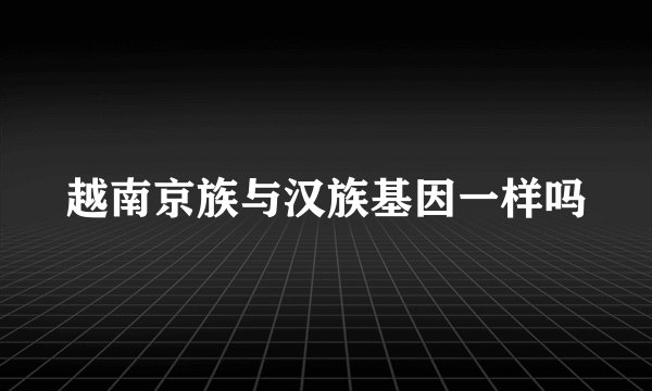 越南京族与汉族基因一样吗