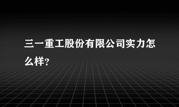 三一重工股份有限公司实力怎么样？