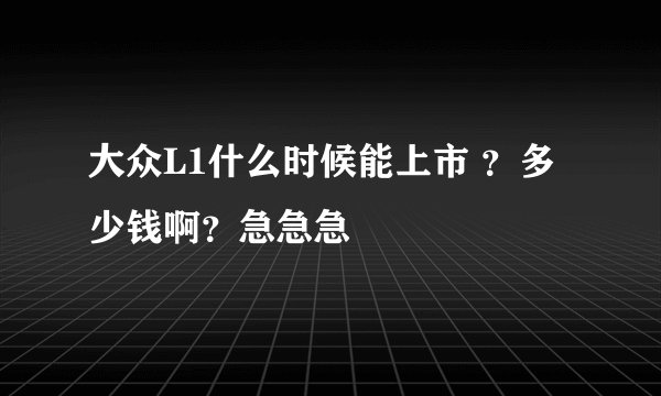 大众L1什么时候能上市 ？多少钱啊？急急急