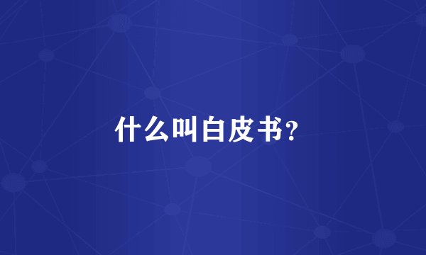 什么叫白皮书？