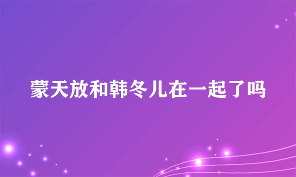 蒙天放和韩冬儿在一起了吗