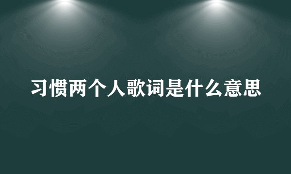 习惯两个人歌词是什么意思