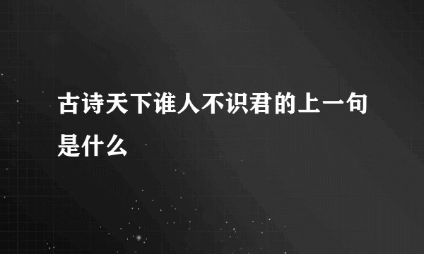 古诗天下谁人不识君的上一句是什么