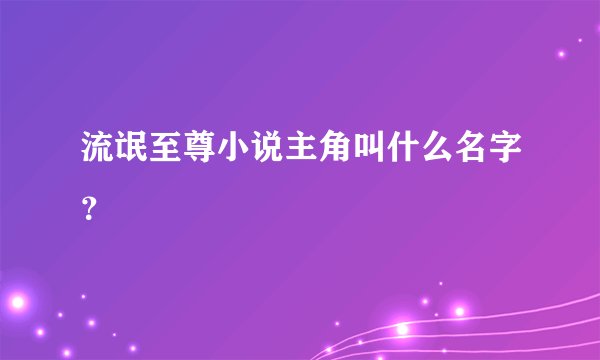 流氓至尊小说主角叫什么名字？