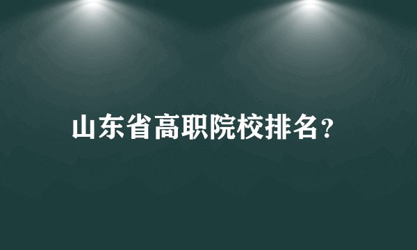 山东省高职院校排名？