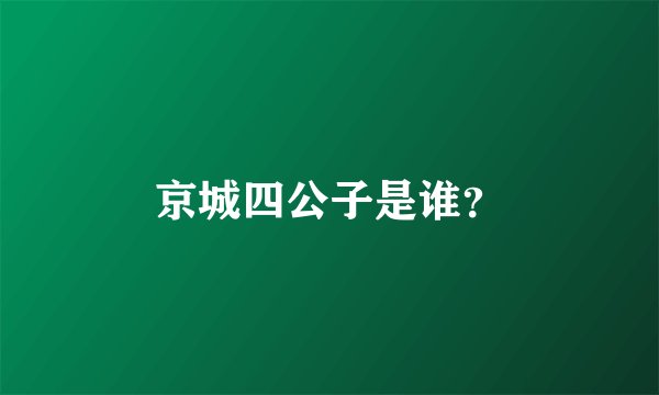 京城四公子是谁？