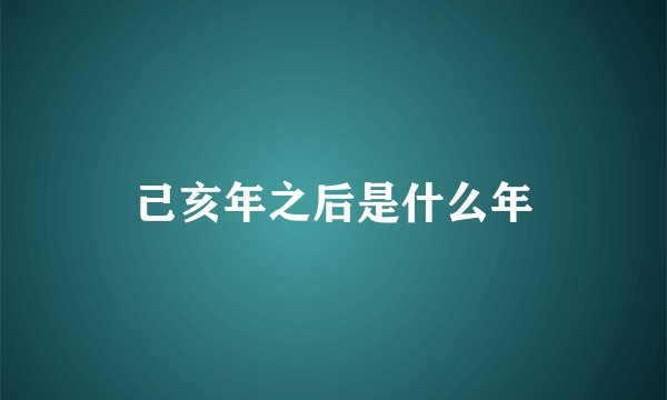 己亥年之后是什么年