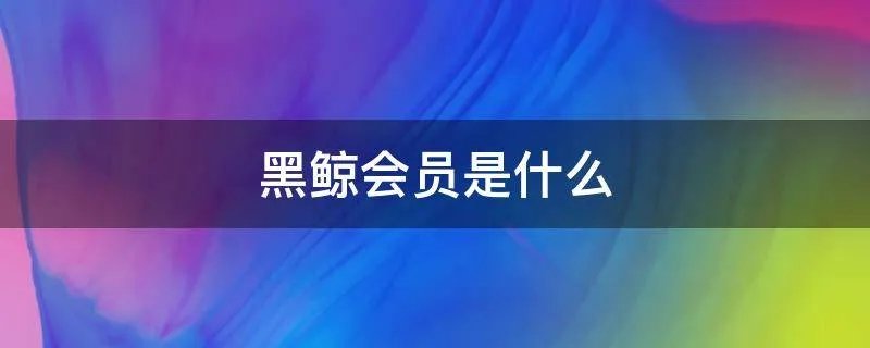黑鲸会员是什么
