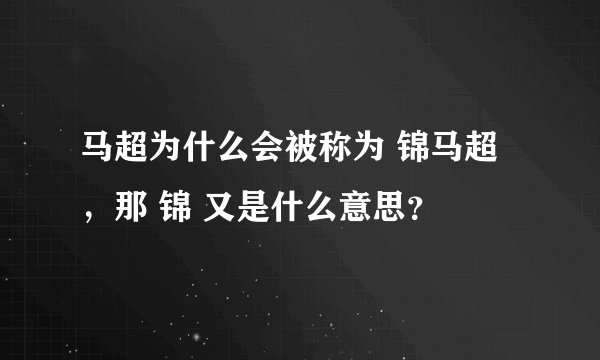 马超为什么会被称为 锦马超 ，那 锦 又是什么意思？