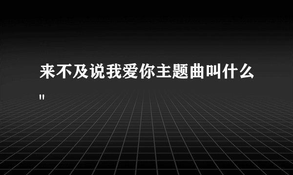 来不及说我爱你主题曲叫什么