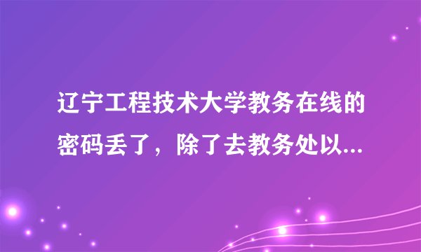 辽宁工程技术大学教务在线的密码丢了，除了去教务处以外，还有什么办法能马上找回密码或重置吗？