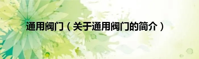 通用阀门（关于通用阀门的简介）