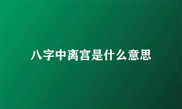 八字中离宫是什么意思