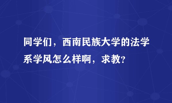 同学们，西南民族大学的法学系学风怎么样啊，求教？
