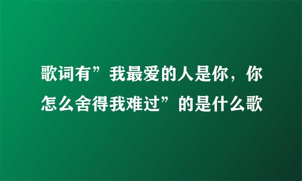 歌词有”我最爱的人是你，你怎么舍得我难过”的是什么歌