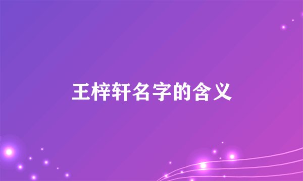 王梓轩名字的含义