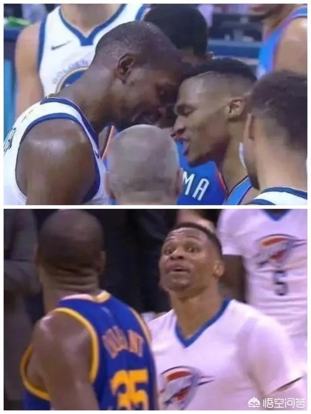 雷霆大胜勇士后，杜兰特和威少拥抱。两人耳语的内容会是明夏杜兰特回归雷霆吗？