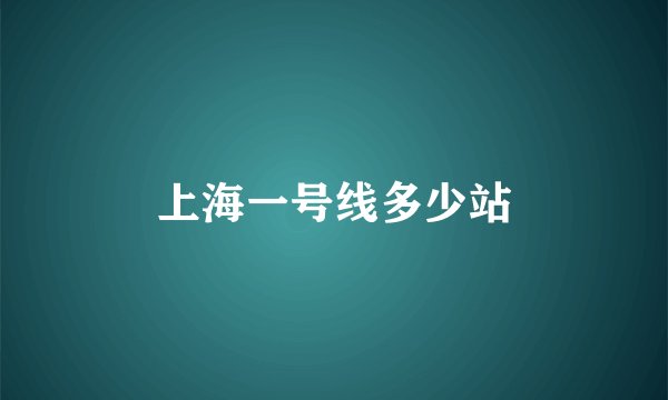 上海一号线多少站