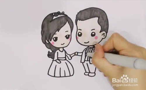 新郎新娘简笔画图片