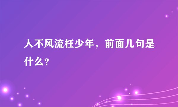 人不风流枉少年，前面几句是什么？