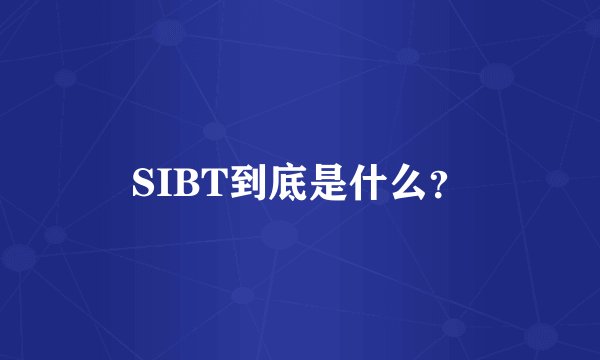SIBT到底是什么？
