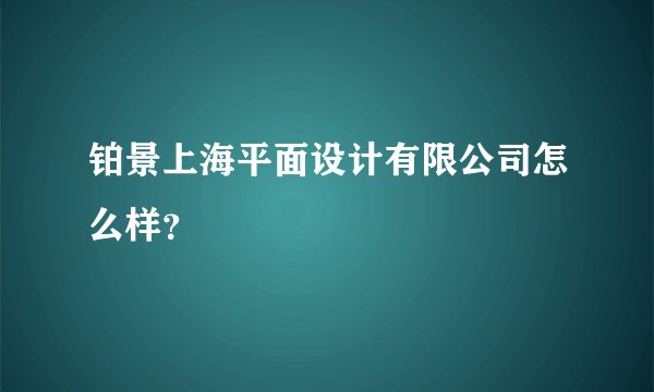 铂景上海平面设计有限公司怎么样？