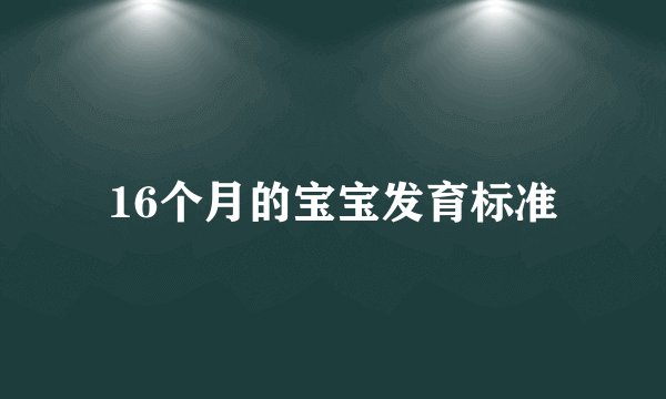 16个月的宝宝发育标准
