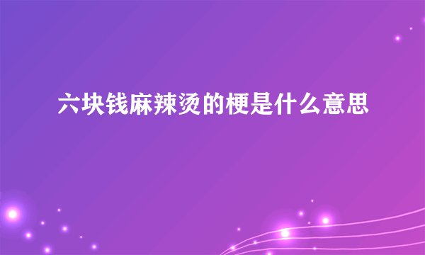 六块钱麻辣烫的梗是什么意思