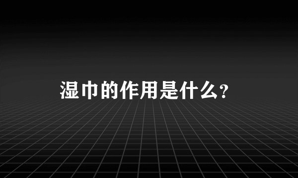 湿巾的作用是什么？