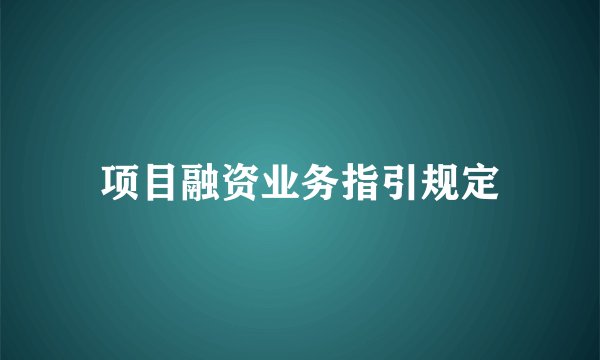 项目融资业务指引规定