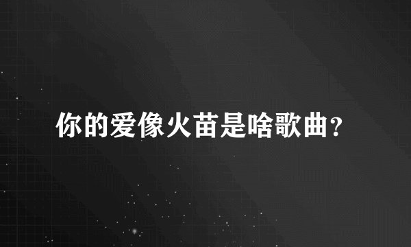 你的爱像火苗是啥歌曲？