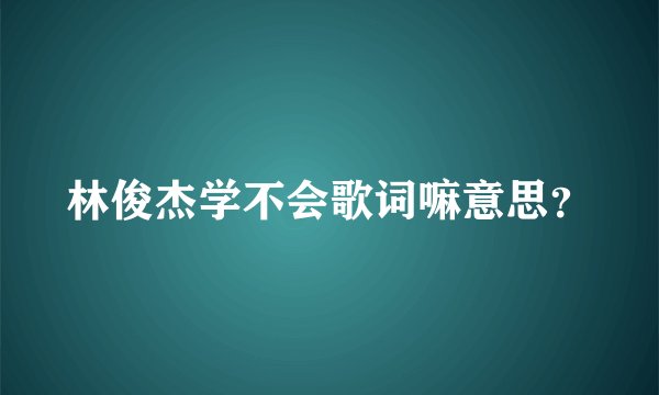 林俊杰学不会歌词嘛意思？