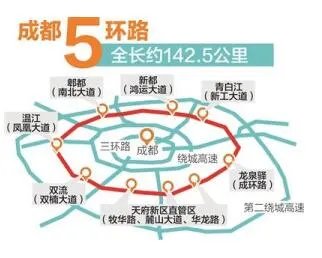 成都五环路详细走向公示 主车道为双向六车道