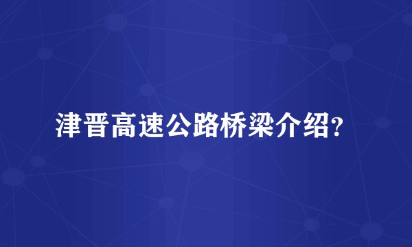 津晋高速公路桥梁介绍？