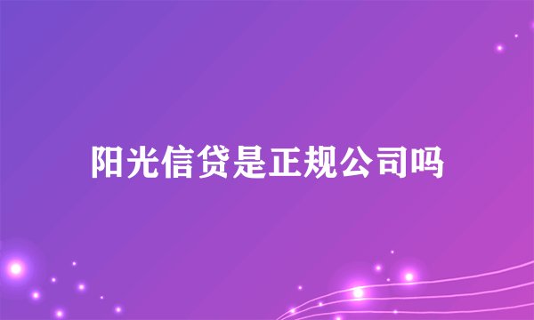 阳光信贷是正规公司吗