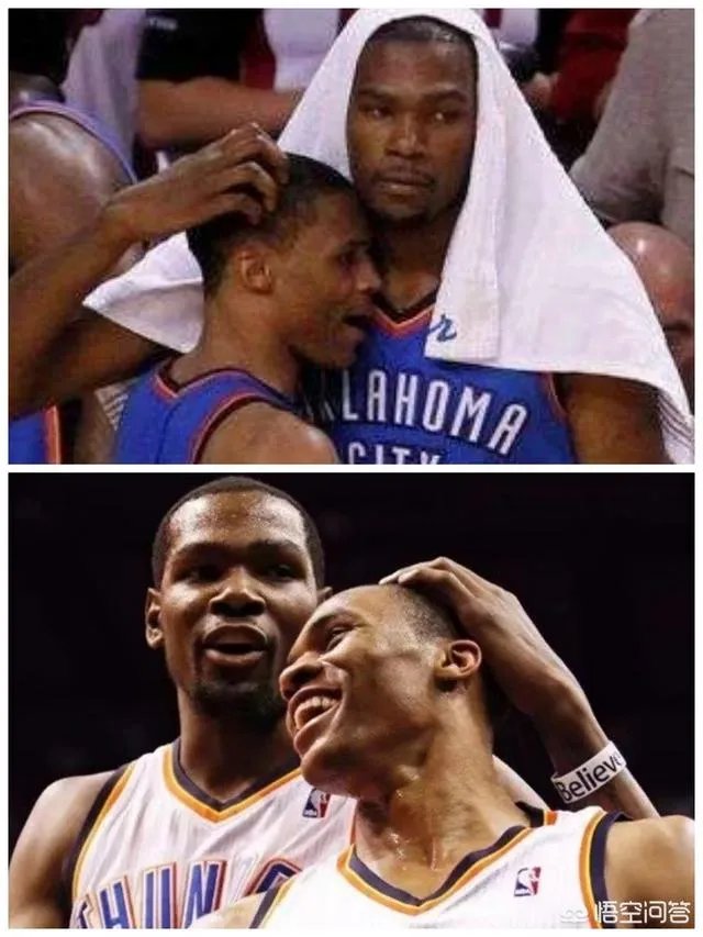 雷霆大胜勇士后，杜兰特和威少拥抱。两人耳语的内容会是明夏杜兰特回归雷霆吗？