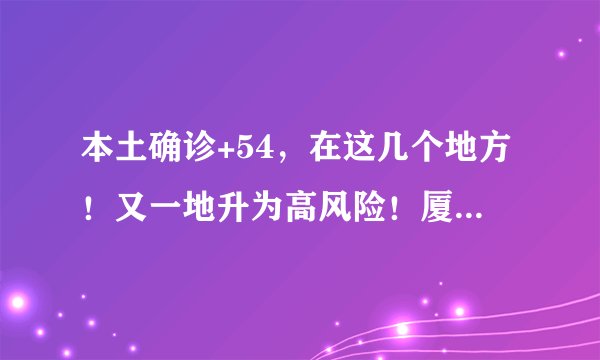 本土确诊+54，在这几个地方！又一地升为高风险！厦门疾控最新提醒→