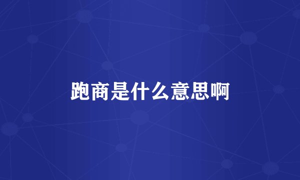 跑商是什么意思啊