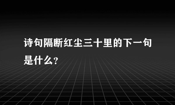 诗句隔断红尘三十里的下一句是什么？