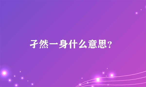 孑然一身什么意思？