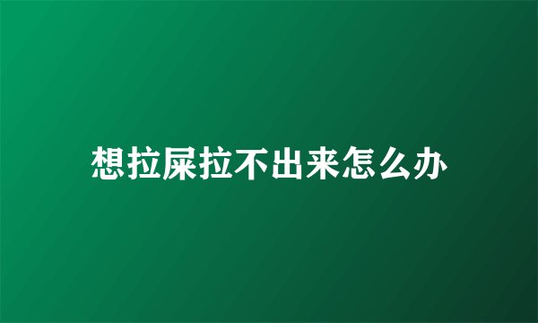 想拉屎拉不出来怎么办