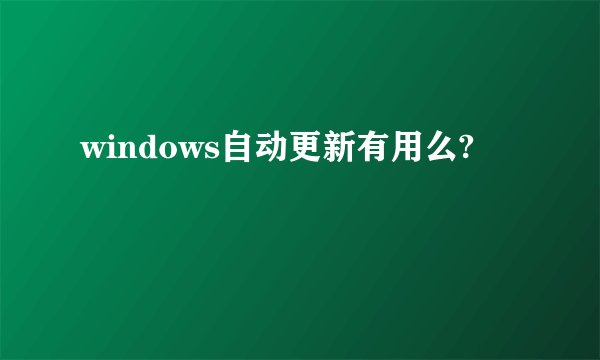 windows自动更新有用么?