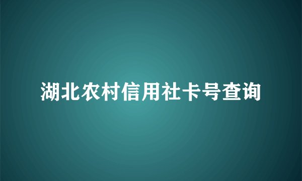 湖北农村信用社卡号查询